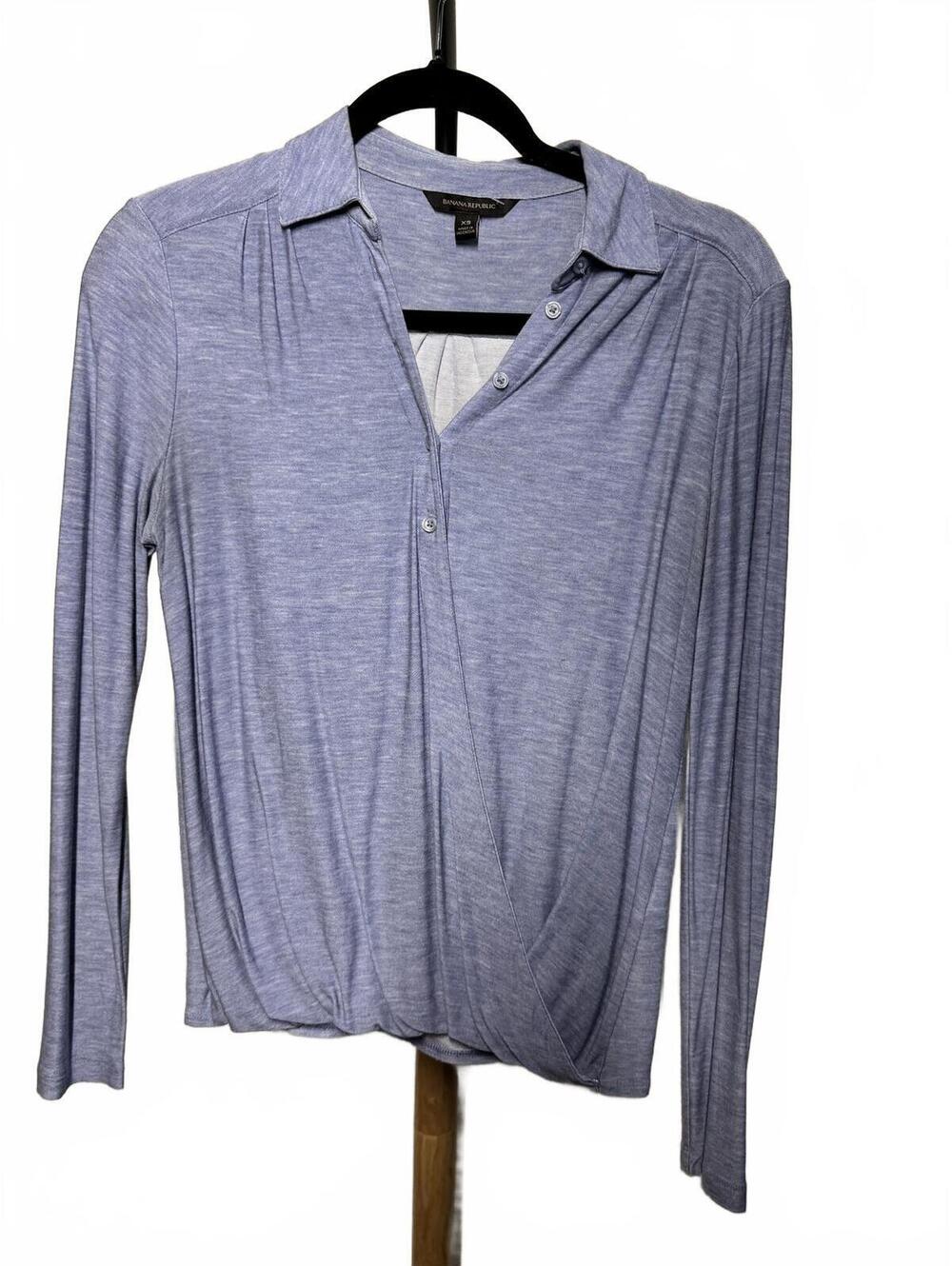 Banana Republic Lavender Long Sleeve Knit Wrap Blouse